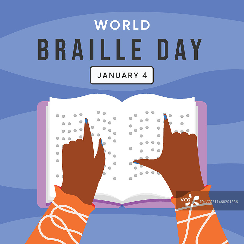 扁平风格世界盲文日插画图片素材
