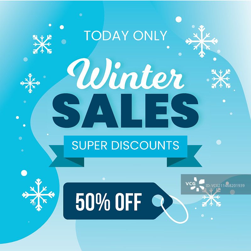 带有雪花图案的扁平风格冬季促销图片素材
