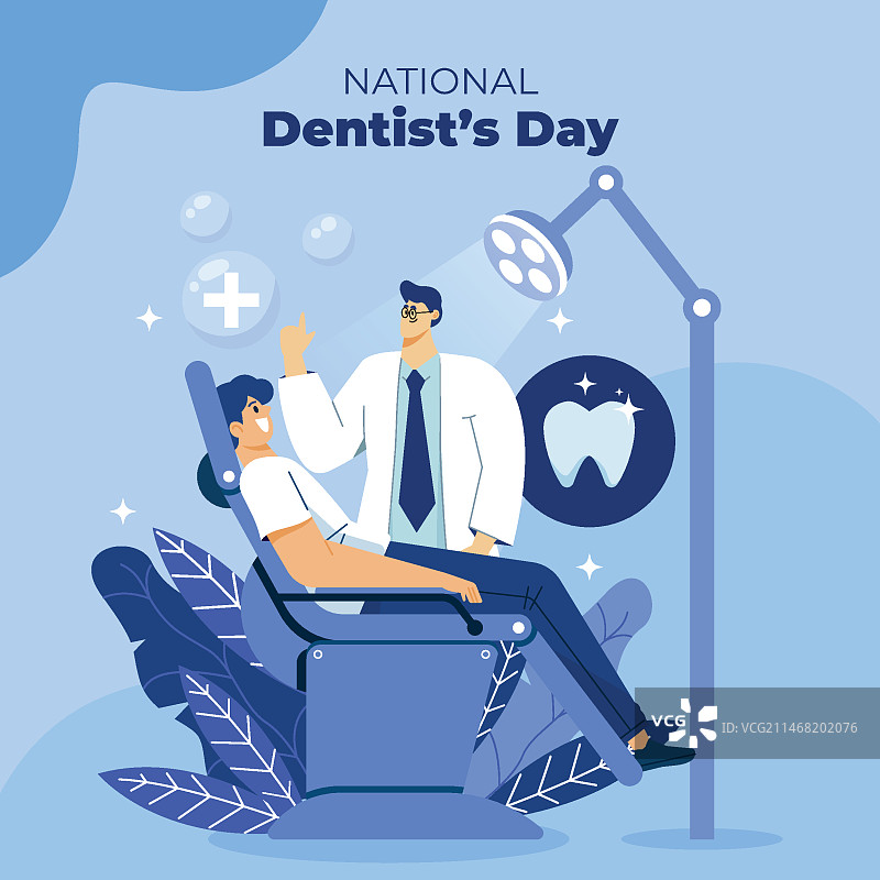 扁平风全国牙医日插画图片素材