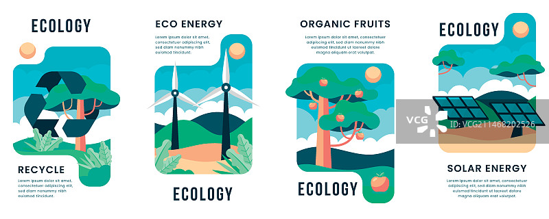 扁平风格生态环境保护Instagram快拍合集图片素材