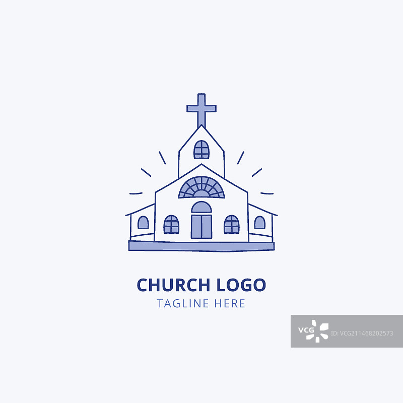 手绘教堂标志模板图片素材