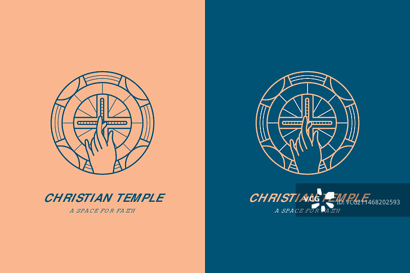 手绘教堂标志模板图片素材