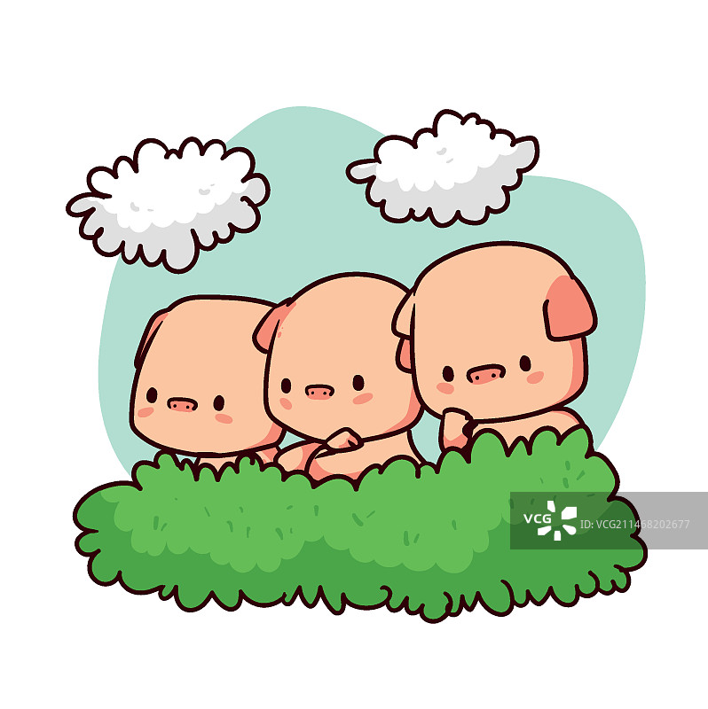 三只小猪插画图片素材