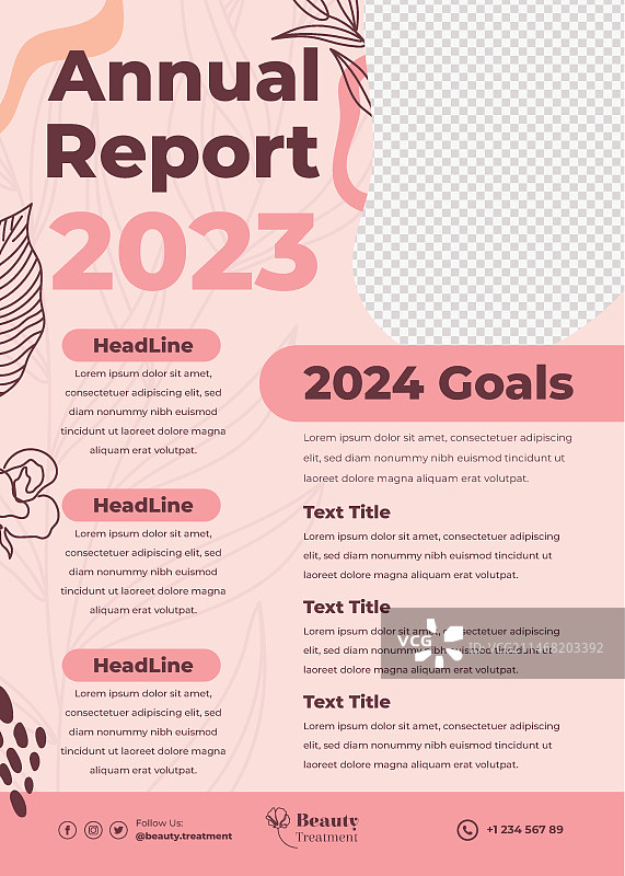手绘医美年报模板图片素材
