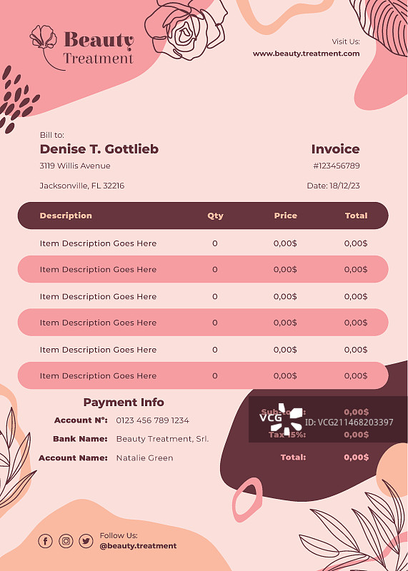 手绘医学发票模板图片素材