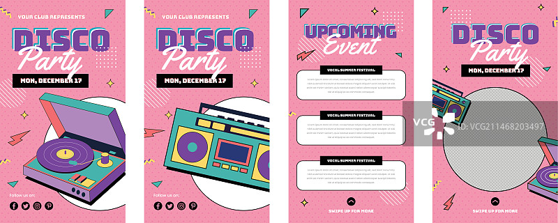 扁平复古迪斯科派对Instagram快拍合集图片素材