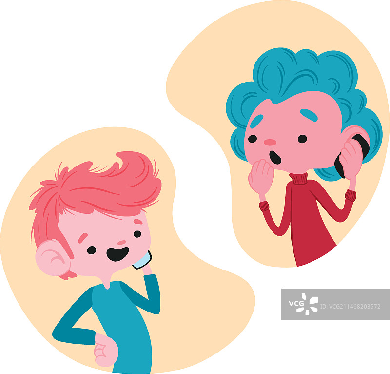 手绘人们打电话插画图片素材