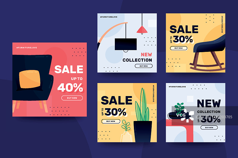 家具促销Instagram帖子合集图片素材