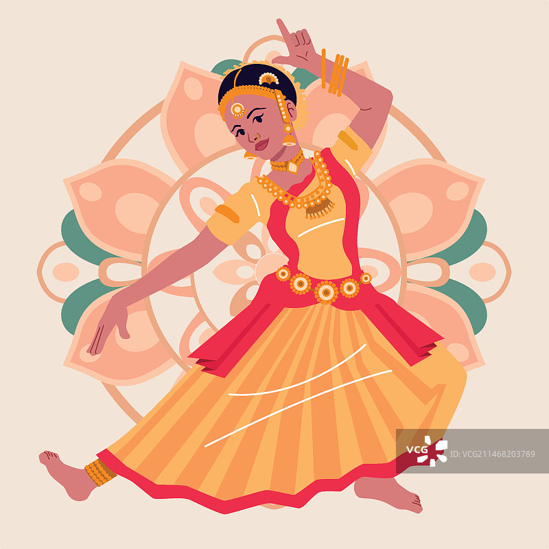 婆罗多舞插画设计图片素材