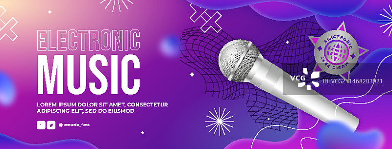 渐变电子音乐Facebook封面图片素材