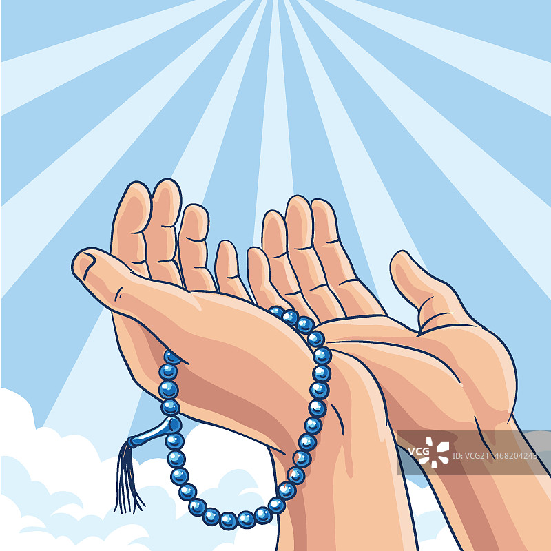 手绘念珠插画图片素材