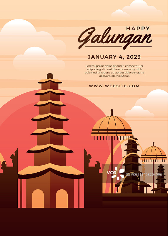 竖版Galungan节渐变庆祝海报模板图片素材