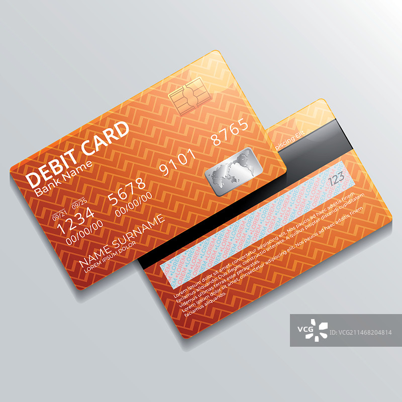 逼真借记卡模型图片素材