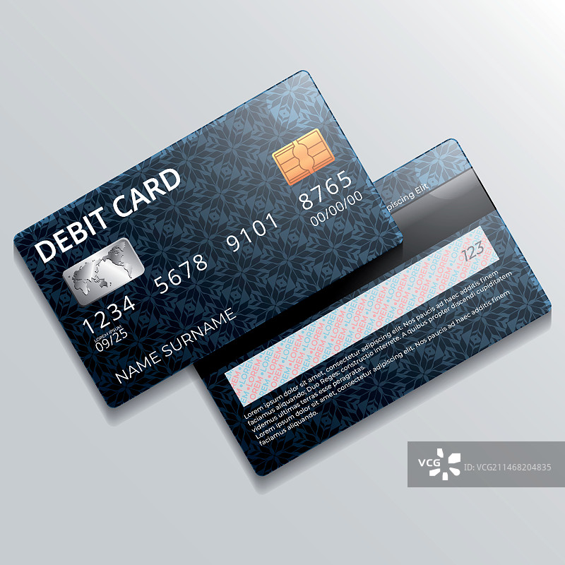 逼真借记卡模型图片素材
