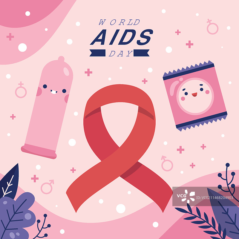 扁平风世界艾滋病日插画图片素材