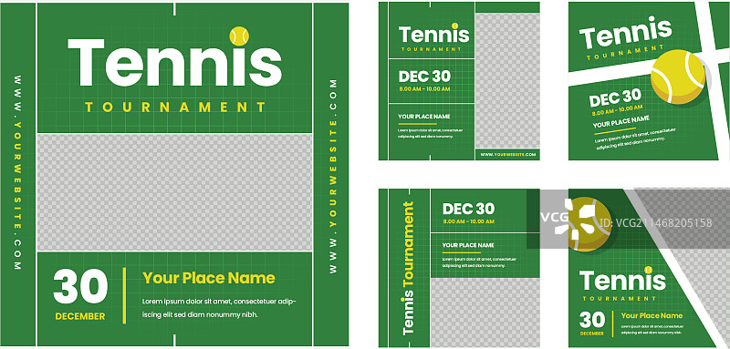 扁平风格网球Instagram帖子合集图片素材