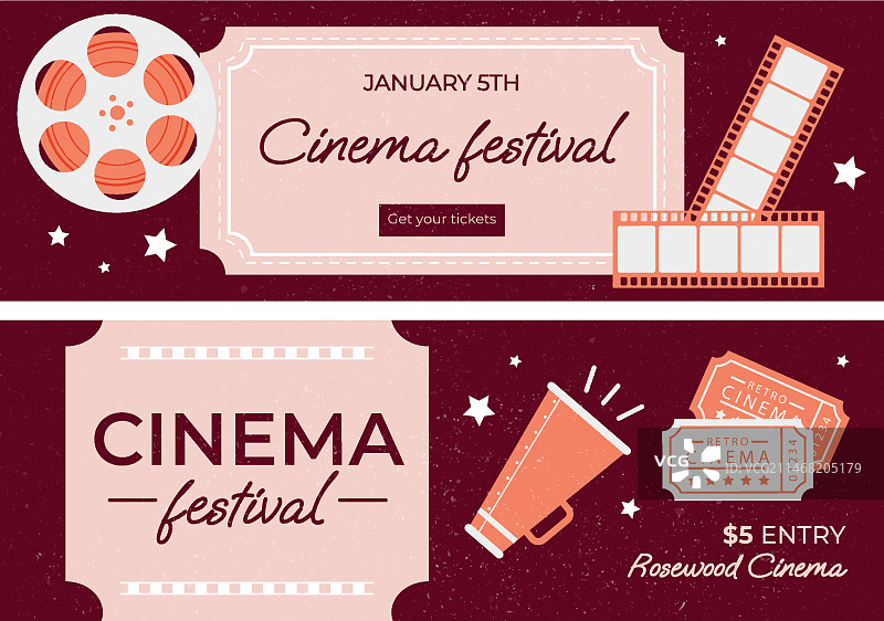 扁平风格电影节banner图片素材