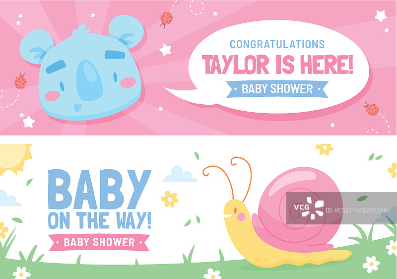 手绘新生儿派对横幅图片素材