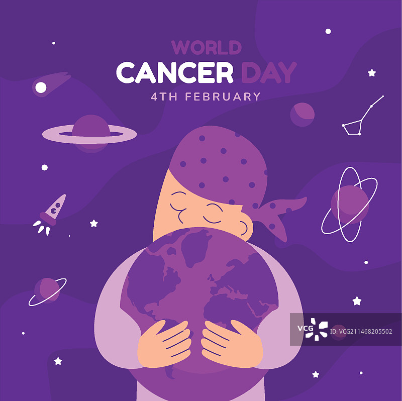 扁平风格世界癌症日插画图片素材