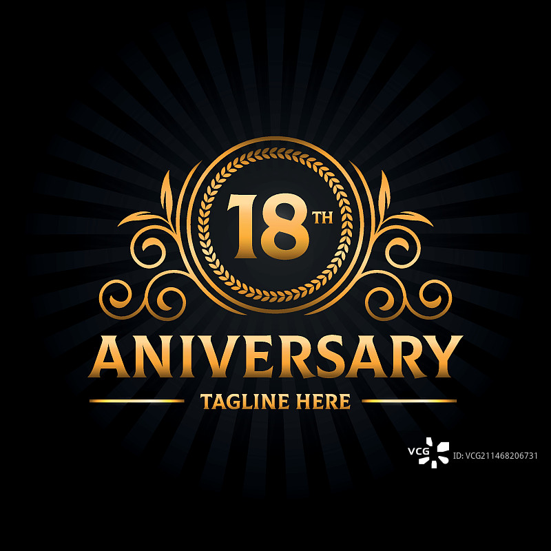 奢华18周年纪念标志图片素材