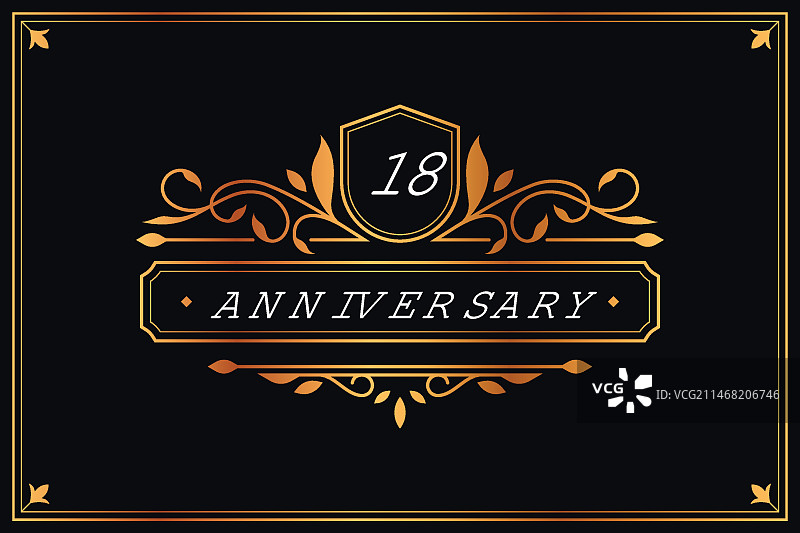 奢华18周年纪念标志图片素材