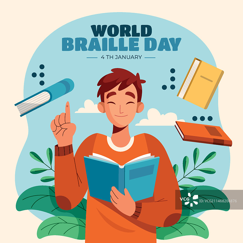 世界盲文日庆祝插画图片素材