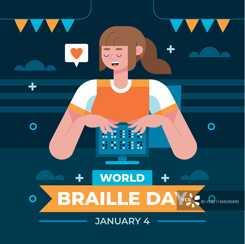 世界盲文日庆祝插画图片素材