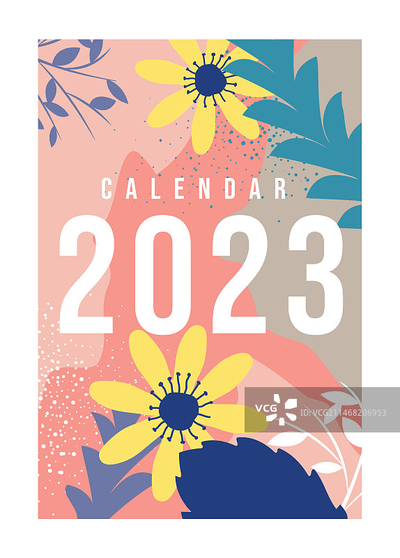 2023年扁平风日历封面图片素材
