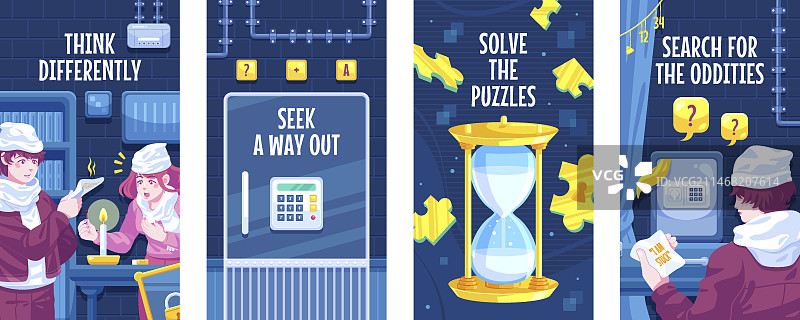 扁平风格密室逃脱Instagram快拍图片素材
