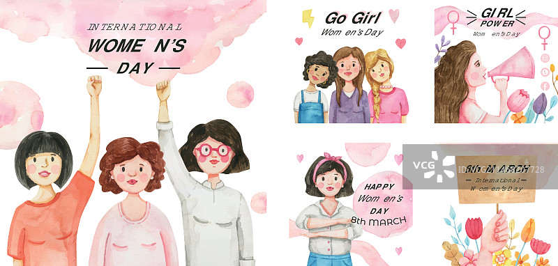 水彩国际妇女节Instagram帖子合集图片素材