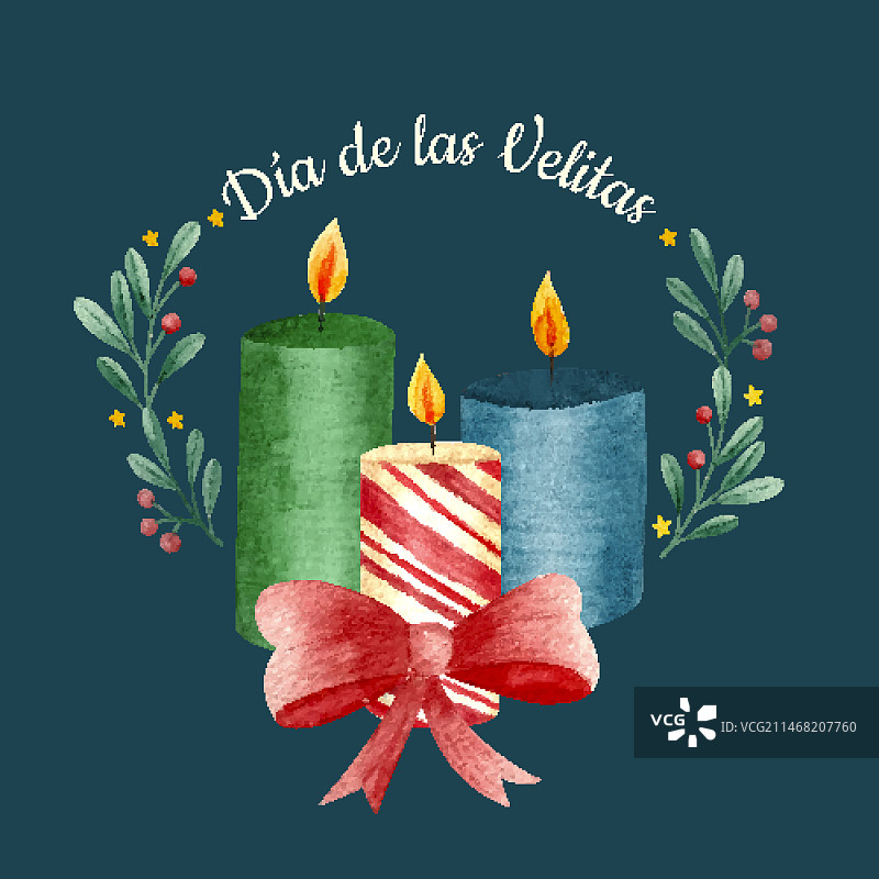 水彩小蜡烛节图片素材