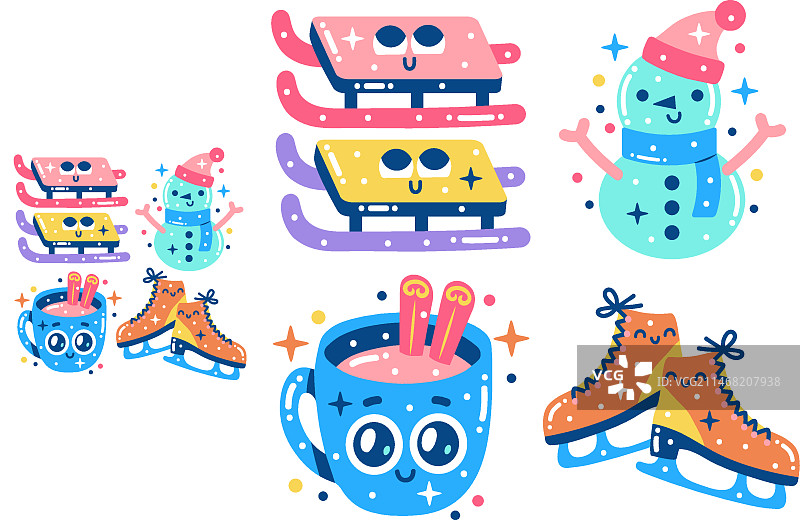 闪亮的冬季贴纸合集图片素材