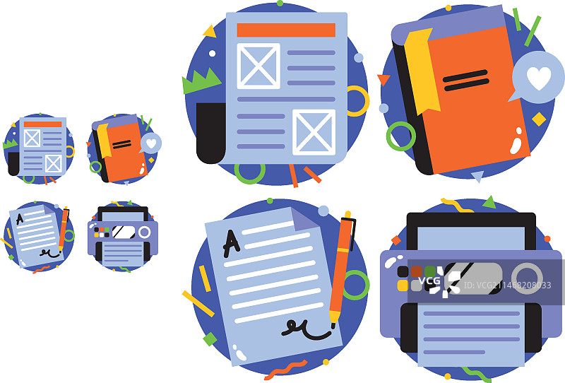 手绘生活用品贴纸图片素材