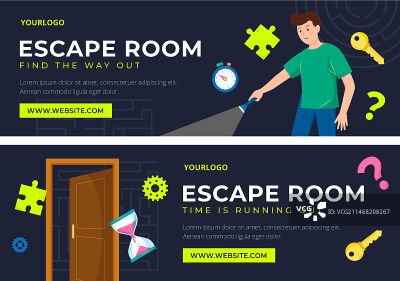 手绘密室逃脱横幅图片素材