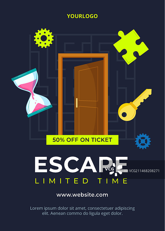 手绘密室逃脱海报图片素材