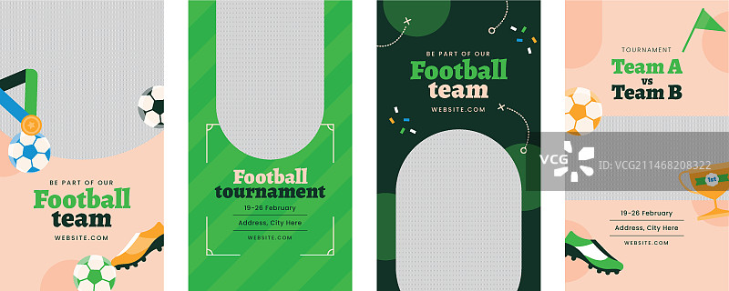 扁平风格足球队Instagram快拍图片素材