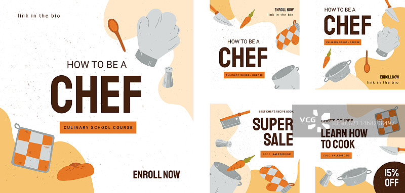 手绘厨师职业Instagram帖子图片素材