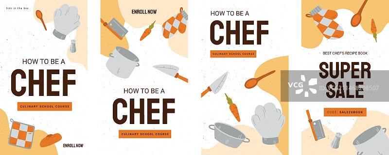 手绘厨师职业Instagram故事图片素材