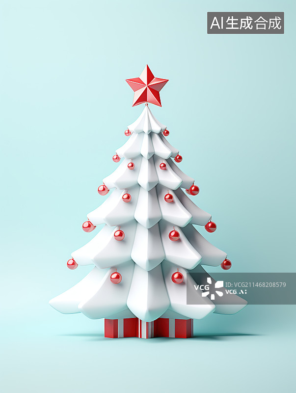 【AI数字艺术】圣诞节三维圣诞树图片素材
