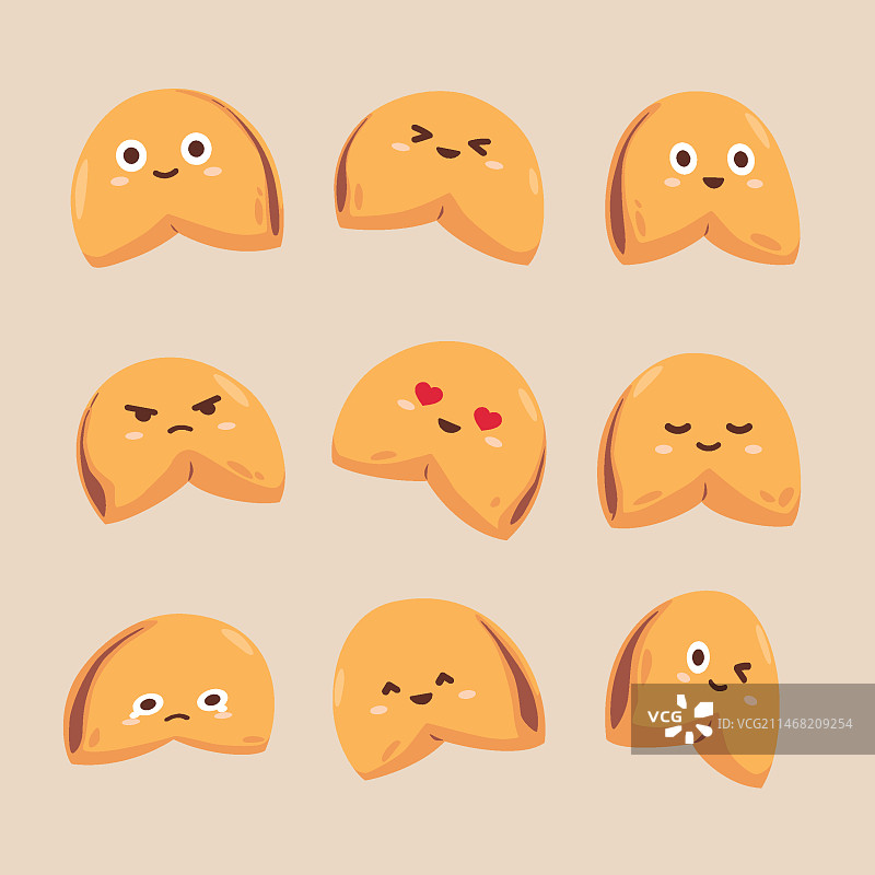 扁平风格幸运饼干插画图片素材