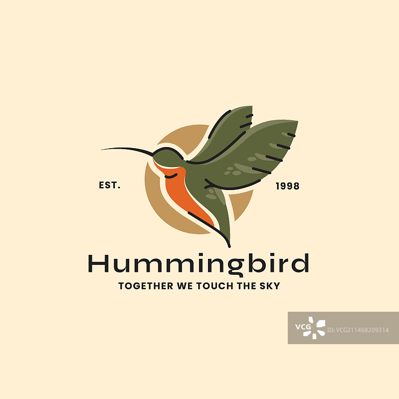 手绘蜂鸟logo设计图片素材