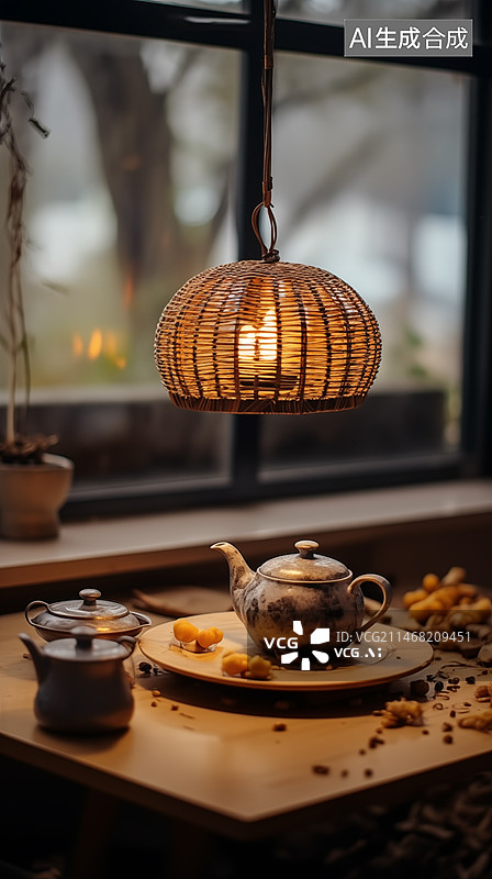 【AI数字艺术】围炉煮茶与美食图片素材