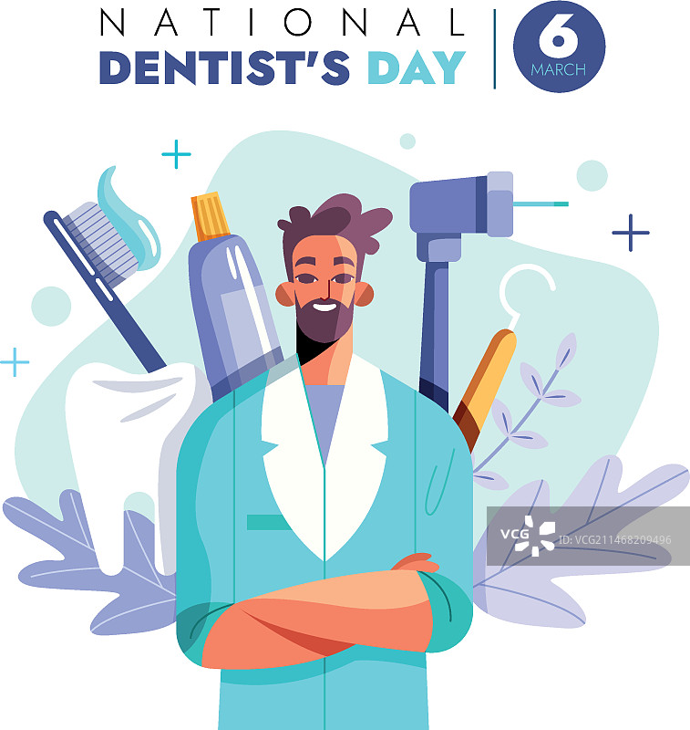 扁平风全国牙医日插画图片素材