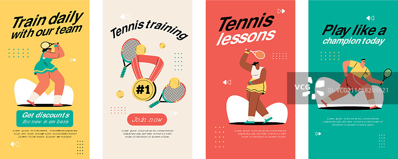 手绘网球比赛Instagram快拍图片素材