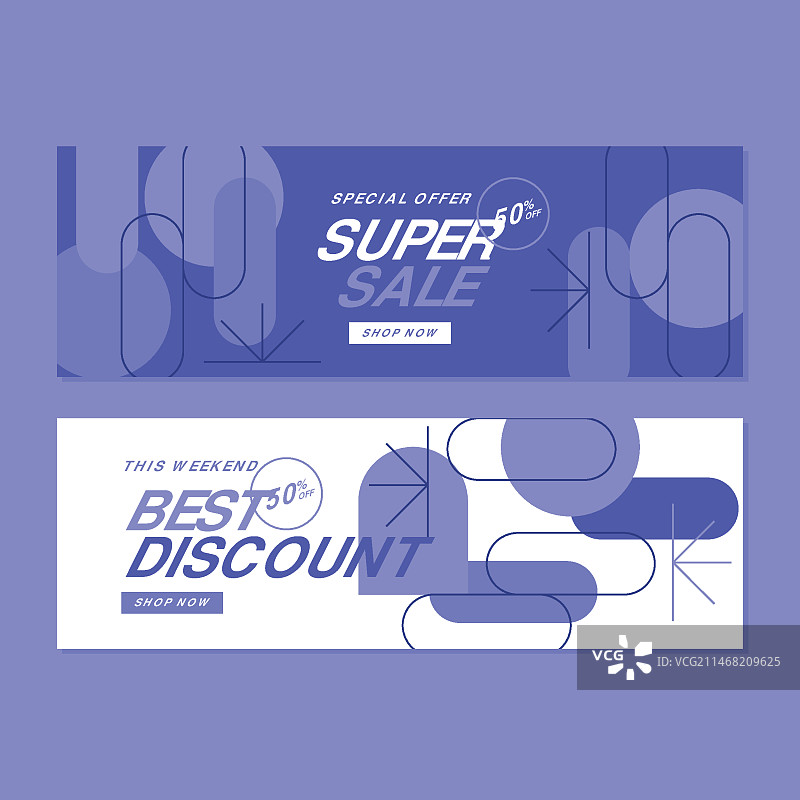 手绘扁平长春花蓝促销banner图片素材