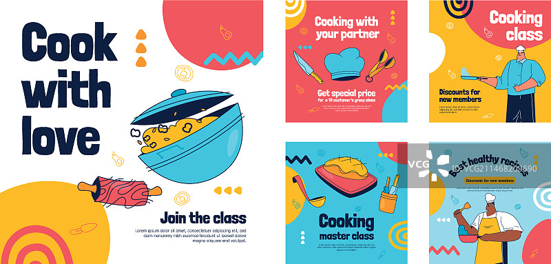 手绘烹饪课程Instagram帖子图片素材