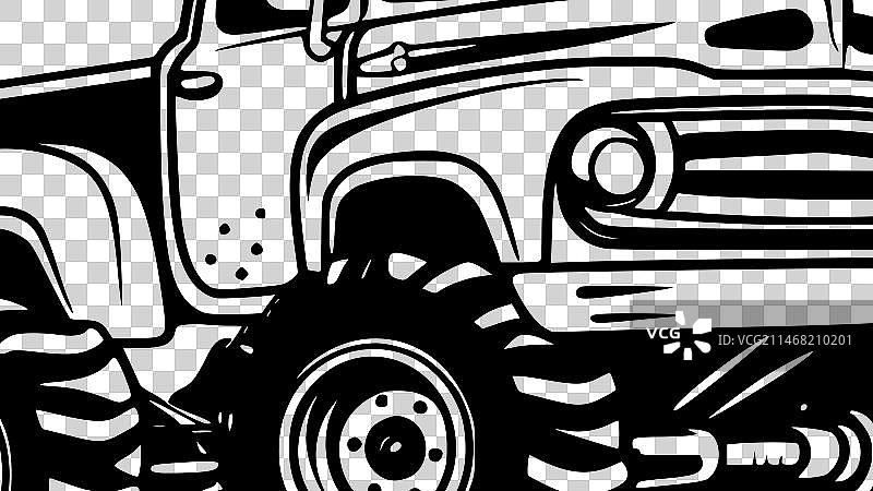 黑白怪物卡车图片素材