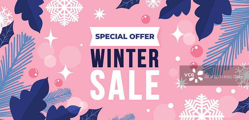 扁平冬季促销横幅模板图片素材