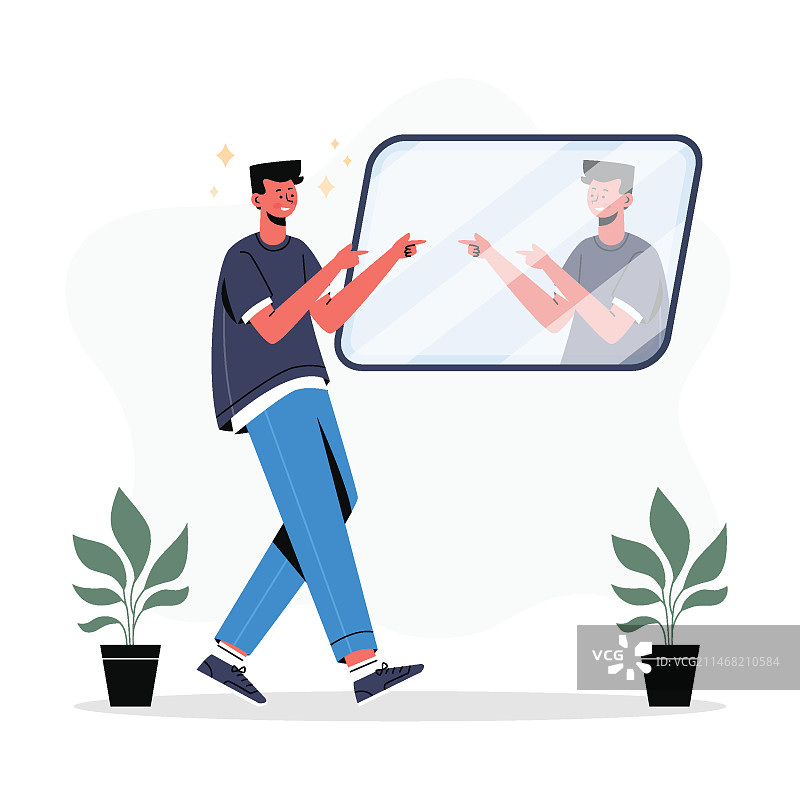 扁平风格插画：自信的男人图片素材