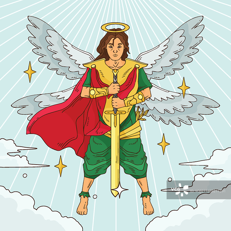 手绘大天使插画图片素材